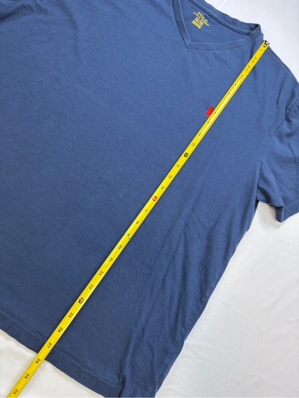 Polo Ralph Lauren Navy V-Neck Tee with Red Polo Emblem